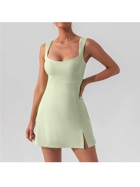 Oh Polly Light Green Square Neck Mini Dress Size Us6 92% Modal 8% Elastane